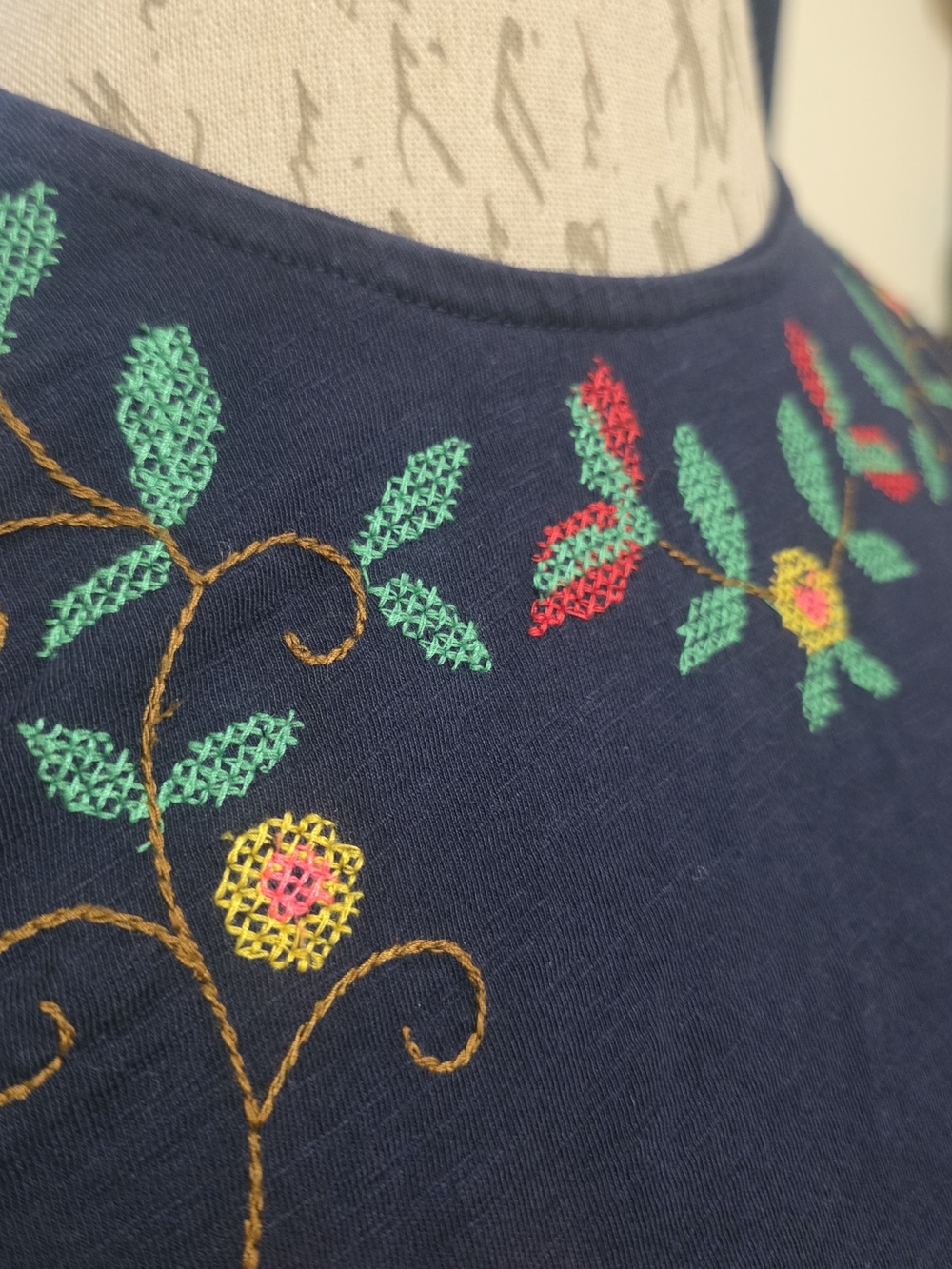 Free People Navy Embroidered Floral Tank - Picture 2 of 9